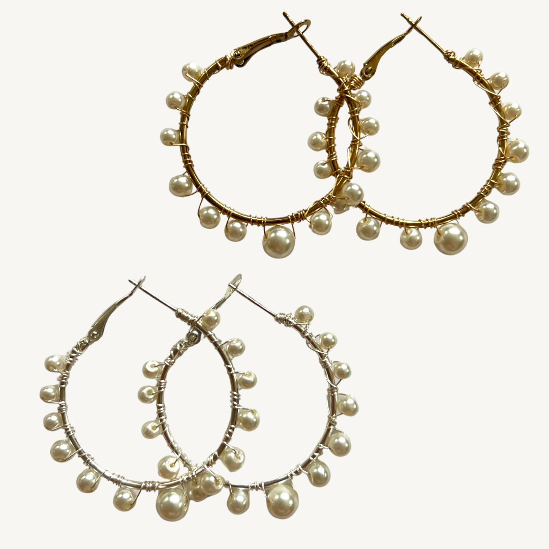 Dainty Pearl Hoops