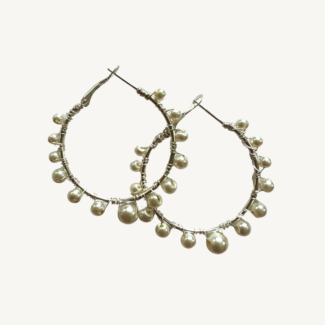 Dainty Pearl Hoops