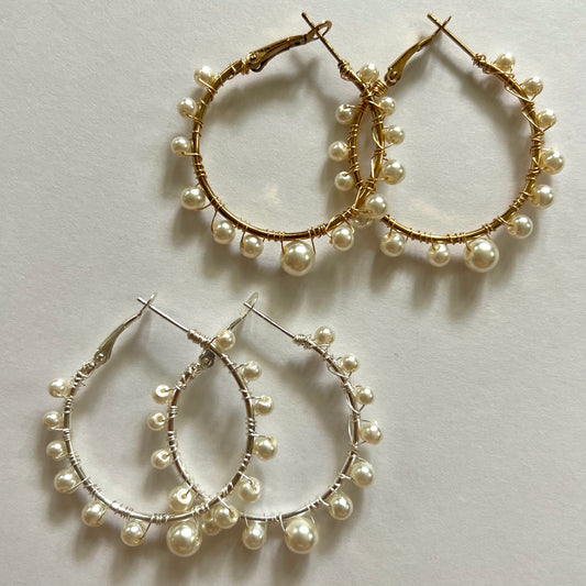 Pearl Bead Hoops